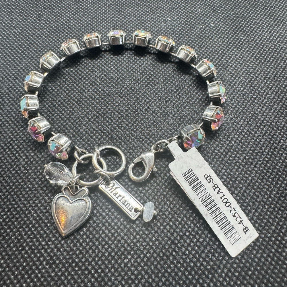 Mariana On A Clear Day  Clear Crystal Silver Tone Bracelet NWT